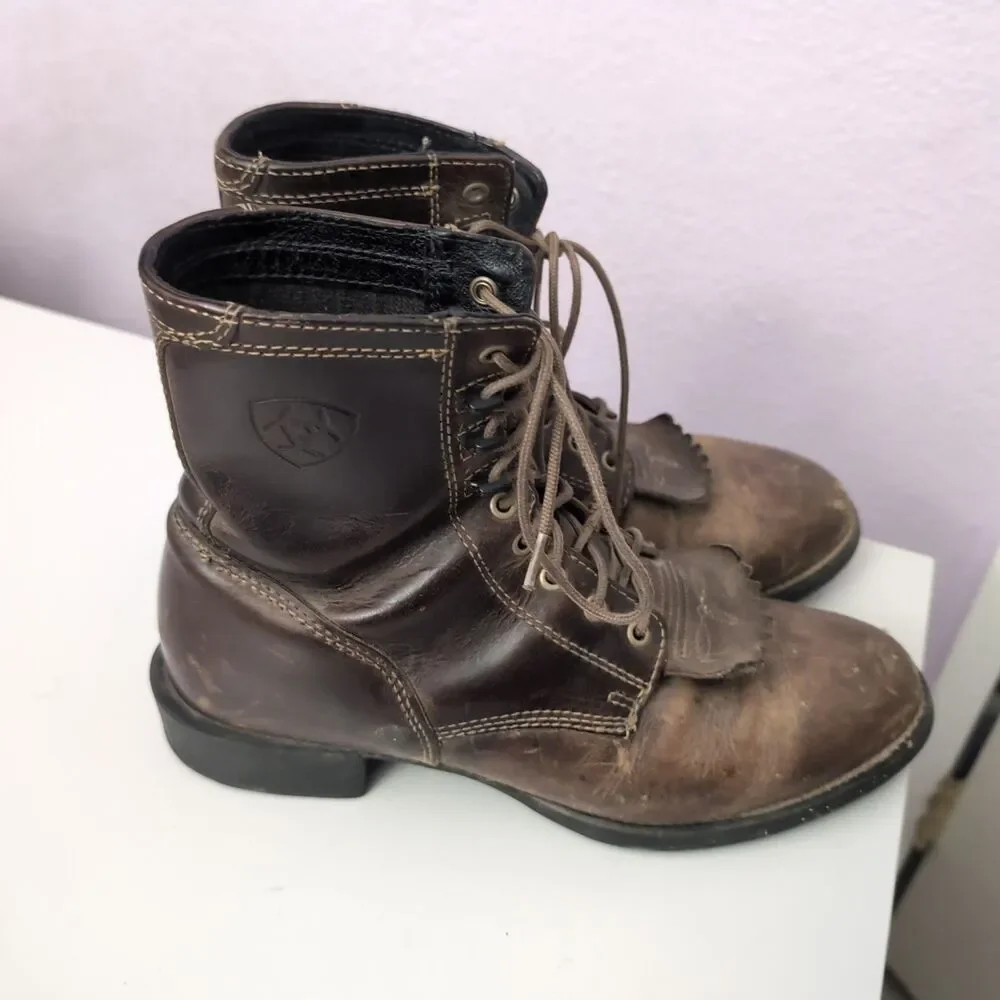 Ariat Heritage Lacer Boots mens 8.5 Distressed Brown Leather Ariat Heritage Boot